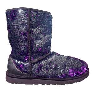 UGG Classic Short Purple Sparkle Sequin Winter Boots Size 9